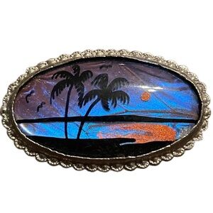 Vintage Art Deco Morpho Butterfly Wing Brooch